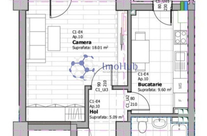 Apartament cu o camera, decomandat, etaj 2, 46mp, 66.000 euro anunturi imobiliare Iasi
