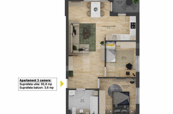 Apartament 3 camere de vanzare MIHAI VITEAZU - Sibiu anunturi imobiliare Sibiu
