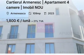 Apartament 4 camere de închiriat Bucuresti - Armeneasca