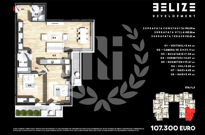 APARTAMENT 3 CAMERE 2 BALCOANE 83 MP anunturi imobiliare Bucuresti