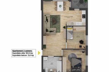 Apartament 3 camere de vanzare SIBIU - Sibiu anunturi imobiliare Sibiu