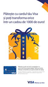 Plăţile cu cardul Visa aduc premii de 1.000 euro zilnic în perioada sărbătorilor de iarnă