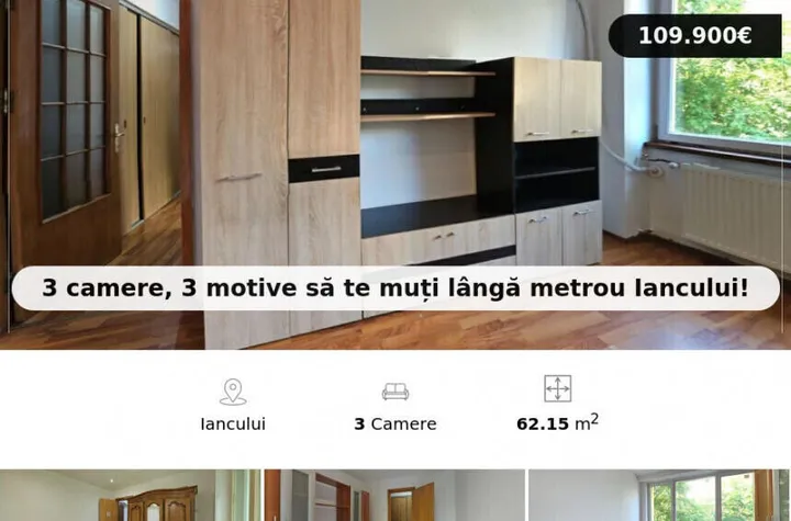 3 camere, 3 motive să te muți langă metrou Iancului! anunturi imobiliare Bucuresti