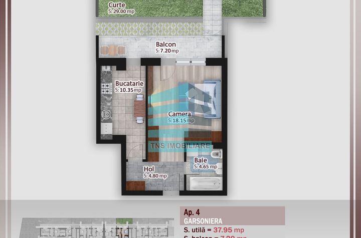 Garsoniera cu Gradina 29 Mp,Imobil P+3, Titan -Pallady,Metrou anunturi imobiliare Bucuresti