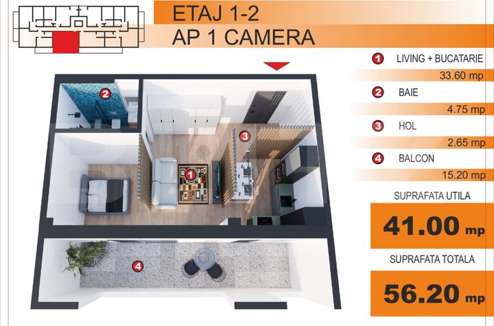 Garsonieră de vanzare GEORGE ENESCU - Dolj anunturi imobiliare Dolj
