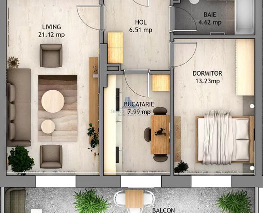 Apartament 2 camere Sibiu, 53 mp