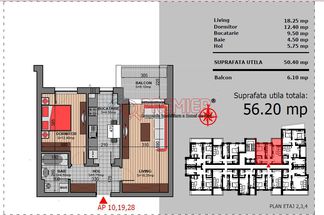 Apartament 2 camere 56 mp