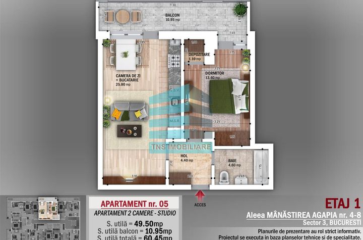 Apartament 2 Camere,Terasa 23 Mp, Titan-Nicolae Grigorescu,Metrou anunturi imobiliare Bucuresti