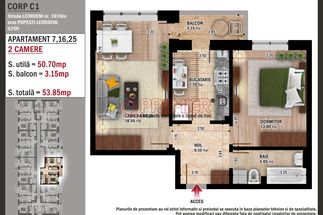 Apartament 2 camere 53 mp