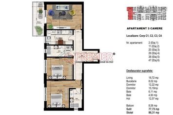 Popesti Leordeni -  vanzare apartament 3 camere anunturi imobiliare Bucuresti