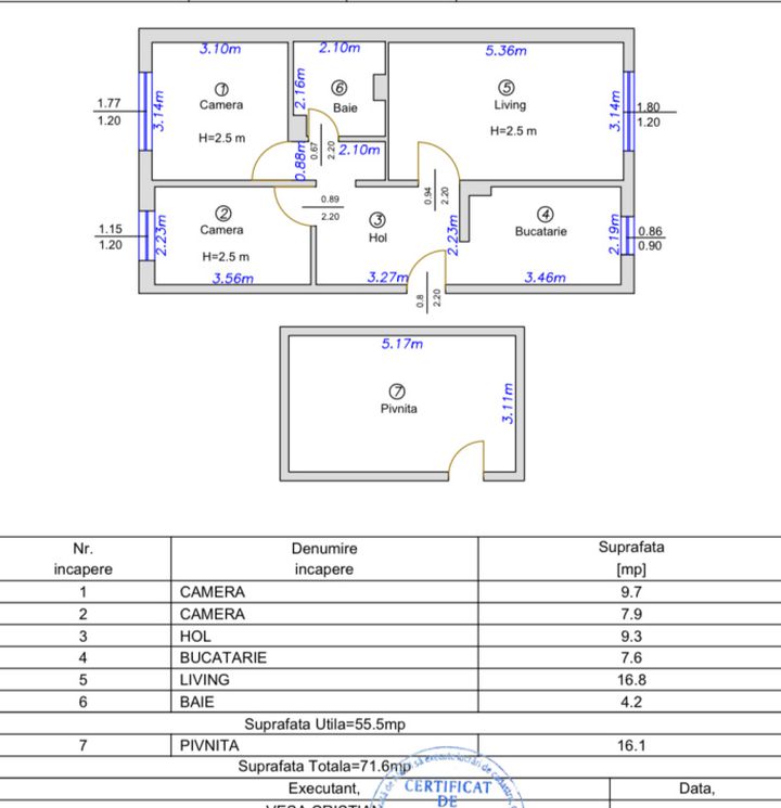 Apartament 3 camere de vanzare VALEA AURIE - Sibiu anunturi imobiliare Sibiu
