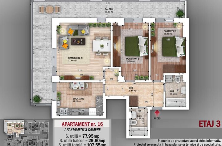 Apartament Modern 3 Camere cu Terasă 29 mp – Zona Pallady anunturi imobiliare Bucuresti