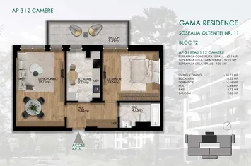Apartament 2 camere Sos. Oltenitei, nr. 11 - Gama Residence - BL. T2, Ap.3 anunturi imobiliare Bucuresti