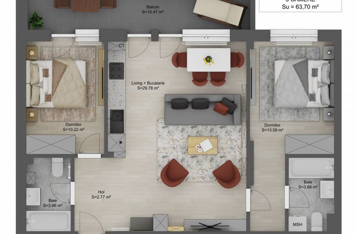 Apartament 3 camere de vanzare MIHAI VITEAZU - Sibiu anunturi imobiliare Sibiu