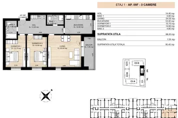 ROND OMV PIPERA - MILUNA RESIDENCE - APARTAMENT 3 CAMERE – UNIC anunturi imobiliare Bucuresti