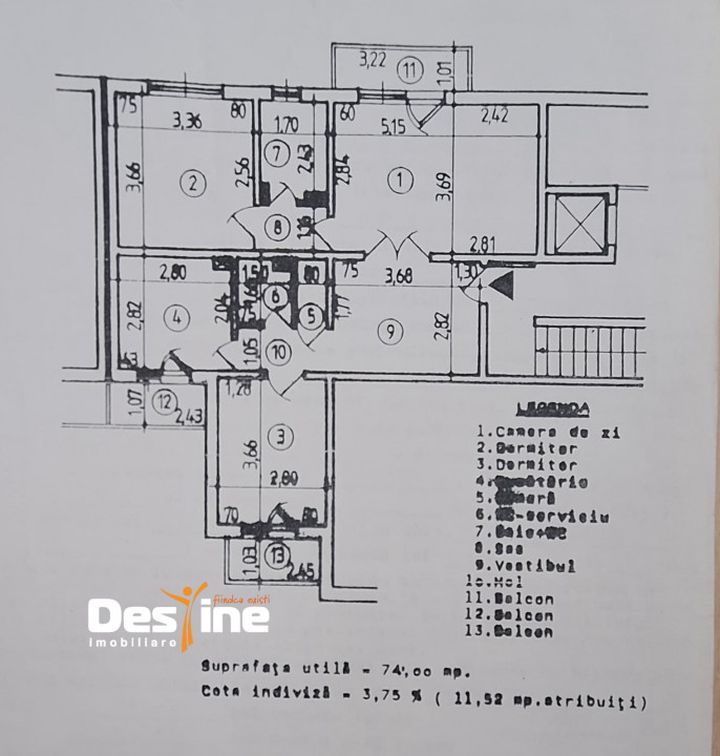 Apartament 3 camere de vanzare DACIA - Iasi anunturi imobiliare Iasi