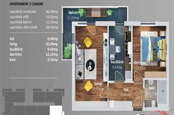 Apartament 2 camere de vanzare VEST - Vrancea anunturi imobiliare Vrancea