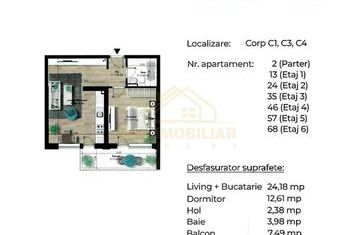 APARTAMENT 2 CAMERE(STUDIO)-50.64 MP-PASARELA BERCENI anunturi imobiliare Bucuresti