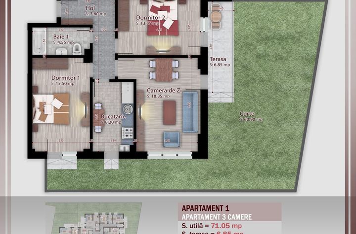 Apartament 3 camere cu Gradina 61 Mp,Imobil Stil Boutique, Titan -Pallady anunturi imobiliare Bucuresti