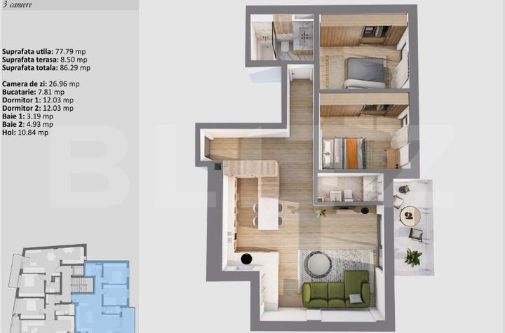 Apartament 3 camere de vanzare CLUJ-NAPOCA - Cluj anunturi imobiliare Cluj
