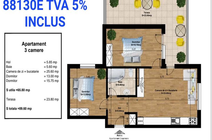 Apartament 3 camere de vanzare PANTELIMON-ORAS - Bucuresti anunturi imobiliare Bucuresti