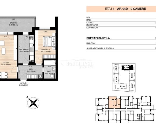 Apartament 3 camere Sisesti, 44 mp