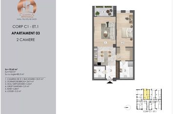 Apartament (3-C1) de vânzare cu 2 camere în Ansamblu Rezidential Campina anunturi imobiliare Prahova