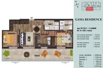 Bloc gata! Soseaua Oltenitei - 3 camere - terasa 30 mp anunturi imobiliare Bucuresti