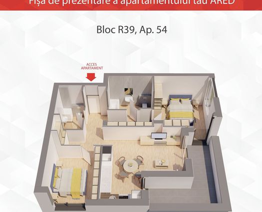 Apartament 3 camere UTA, 71 mp