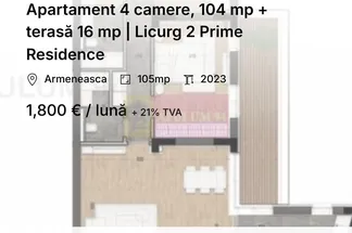 Apartament 4 camere de închiriat Bucuresti - Armeneasca