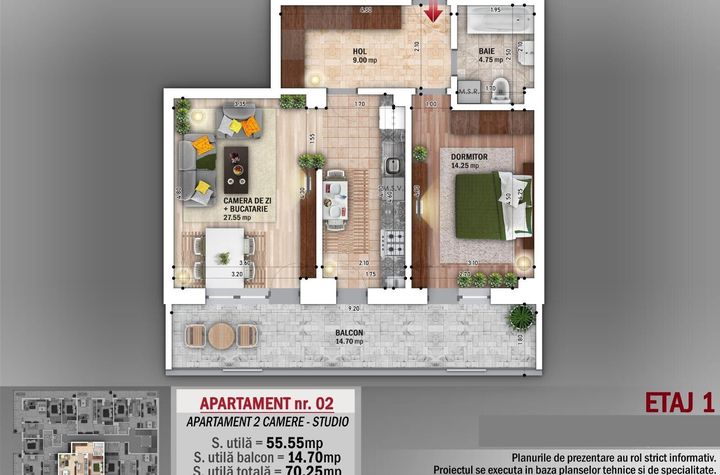 Ap. 2 Camere Mare cu Balcon Generos, 70mp Totali anunturi imobiliare Bucuresti