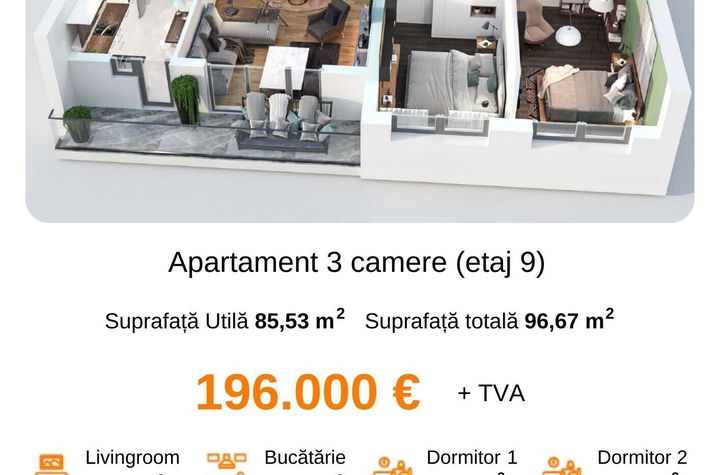 Apartament 3 camere de vanzare MIHAI BRAVU - Bucuresti anunturi imobiliare Bucuresti