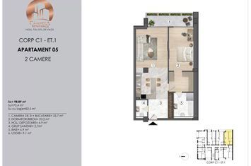 Apartament (5-C1) de vânzare cu 2 camere în Ansamblu Rezidential Campina anunturi imobiliare Prahova