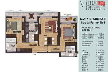 Apartament 3 camere Bloc 1 - Gama Residence Str. Fermei 1, Popesti-Leordeni, Jud. Ilfov. anunturi imobiliare Bucuresti