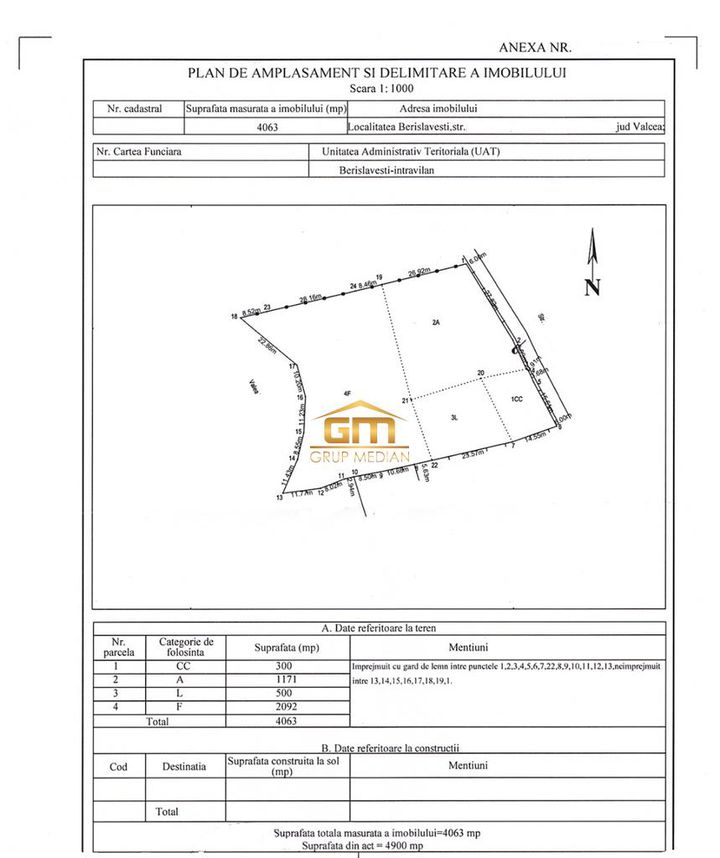 Teren Intravilan de vanzare BERISLAVESTI - Valcea anunturi imobiliare Valcea