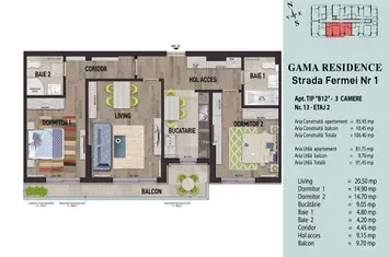 Apartament 3 camere Bloc 2 - Gama Residence Str. Fermei 1, Popesti-Leordeni, Jud. Ilfov. anunturi imobiliare Bucuresti