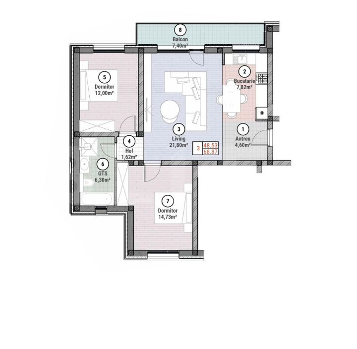 Apartament 3 camere de vanzare MOSNITA NOUA - Timis anunturi imobiliare Timis