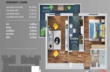 Apartament 2 camere de vanzare VEST - Vrancea anunturi imobiliare Vrancea