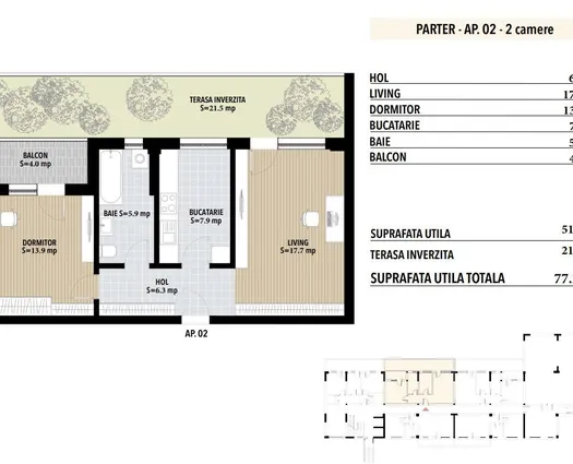 Apartament 2 camere Berceni, 51 mp