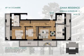 Apartament 3 camere Sos. Oltenitei, nr. 11 - Gama Residence - BL. T3, Ap. 14 anunturi imobiliare Bucuresti