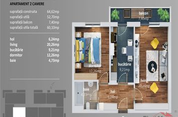 Apartament 2 camere de vanzare VEST - Vrancea anunturi imobiliare Vrancea