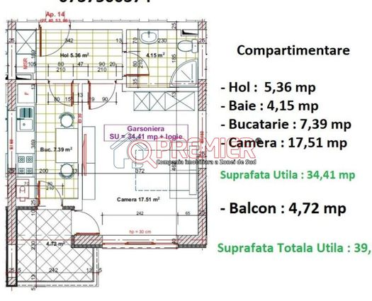 Garsonieră Aparatorii Patriei, 39 mp