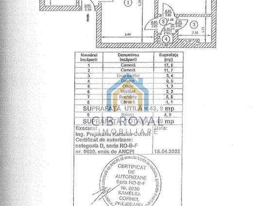 Apartament 2 camere 1 Mai, 44 mp