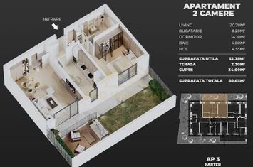 APARTAMENT 2 CAMERE-CURTE 34 MP-SOS OLTENITEI anunturi imobiliare Bucuresti