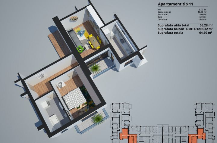 Apartament 2 camere de vanzare FREIDORF - Timis anunturi imobiliare Timis