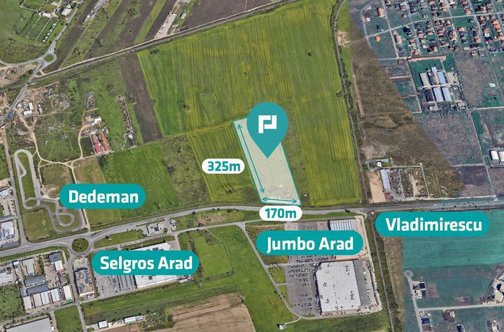 Teren de 55.340 mp, vis-a-vis de Jumbo, Arad anunturi imobiliare Arad