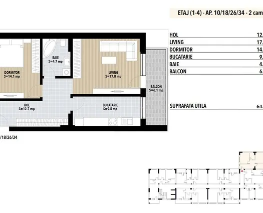 Apartament 2 camere Berceni, 58 mp