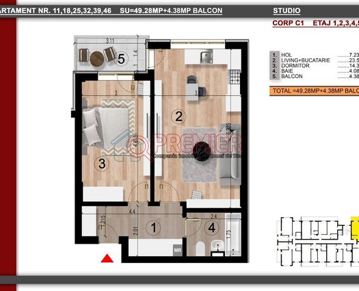 Apartament 2 camere Popesti-Leordeni, 54 mp