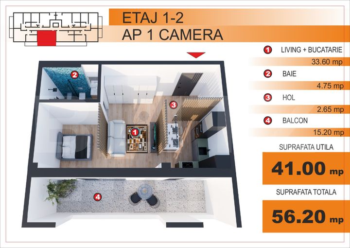 Garsonieră de vanzare GEORGE ENESCU - Dolj anunturi imobiliare Dolj