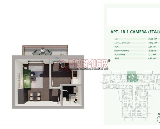 Garsonieră Splaiul Unirii, 48 mp